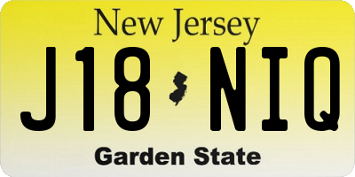 NJ license plate J18NIQ