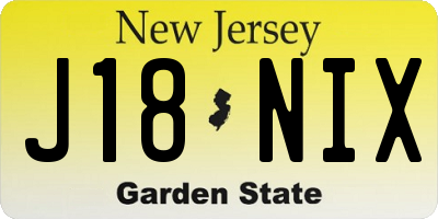 NJ license plate J18NIX