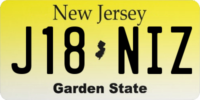 NJ license plate J18NIZ