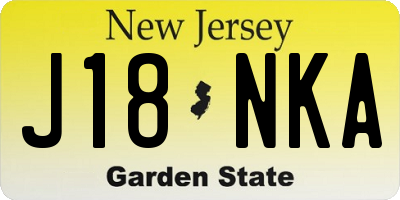NJ license plate J18NKA