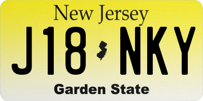 NJ license plate J18NKY