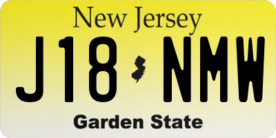 NJ license plate J18NMW