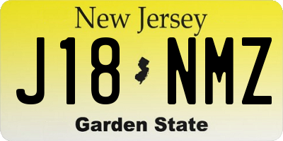 NJ license plate J18NMZ