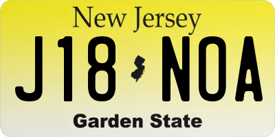 NJ license plate J18NOA