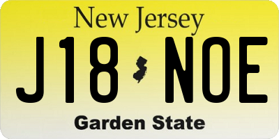 NJ license plate J18NOE