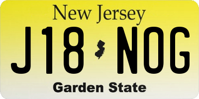 NJ license plate J18NOG