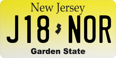 NJ license plate J18NOR