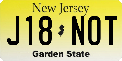 NJ license plate J18NOT