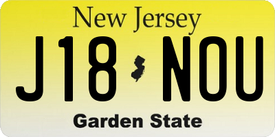 NJ license plate J18NOU