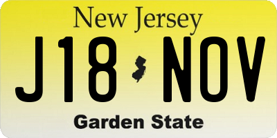 NJ license plate J18NOV