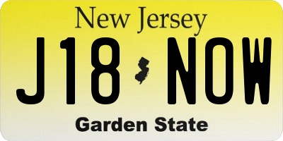 NJ license plate J18NOW