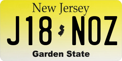 NJ license plate J18NOZ