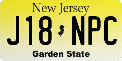 NJ license plate J18NPC