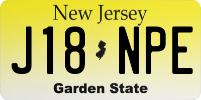 NJ license plate J18NPE