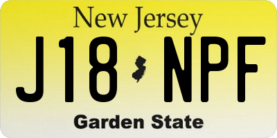 NJ license plate J18NPF