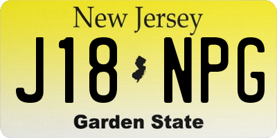 NJ license plate J18NPG