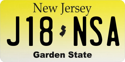 NJ license plate J18NSA