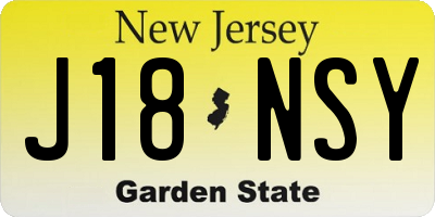 NJ license plate J18NSY