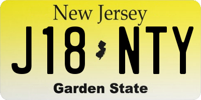 NJ license plate J18NTY