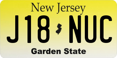NJ license plate J18NUC