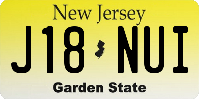 NJ license plate J18NUI
