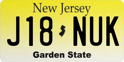 NJ license plate J18NUK