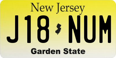 NJ license plate J18NUM