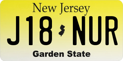 NJ license plate J18NUR