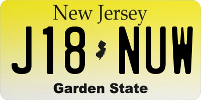 NJ license plate J18NUW