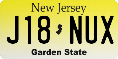 NJ license plate J18NUX