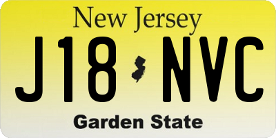 NJ license plate J18NVC