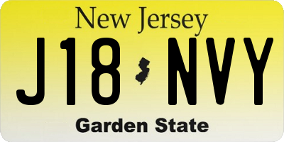 NJ license plate J18NVY