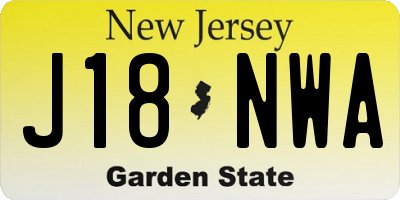 NJ license plate J18NWA