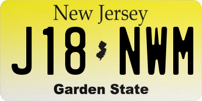 NJ license plate J18NWM
