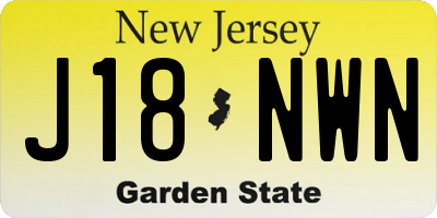 NJ license plate J18NWN