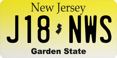 NJ license plate J18NWS