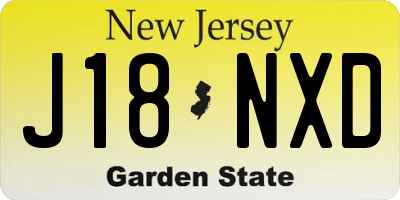 NJ license plate J18NXD