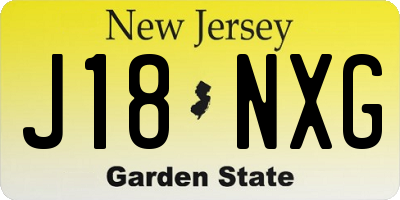 NJ license plate J18NXG