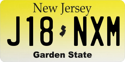 NJ license plate J18NXM
