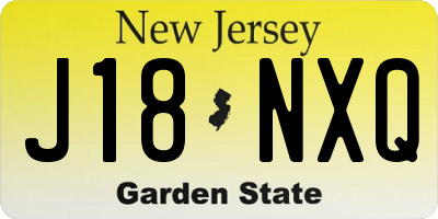 NJ license plate J18NXQ