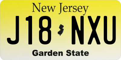 NJ license plate J18NXU