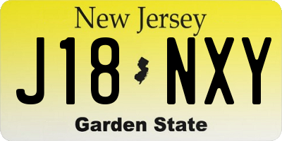 NJ license plate J18NXY