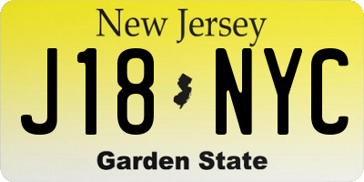 NJ license plate J18NYC