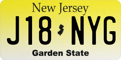 NJ license plate J18NYG