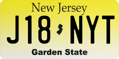 NJ license plate J18NYT