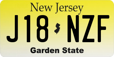 NJ license plate J18NZF