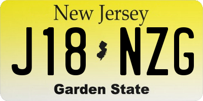 NJ license plate J18NZG