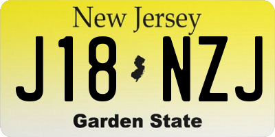 NJ license plate J18NZJ