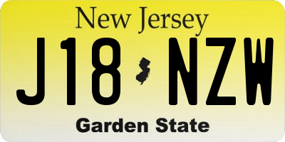NJ license plate J18NZW
