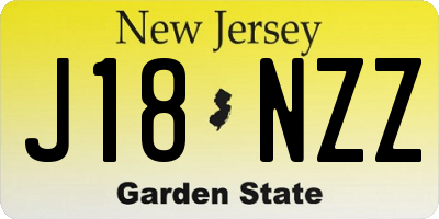 NJ license plate J18NZZ